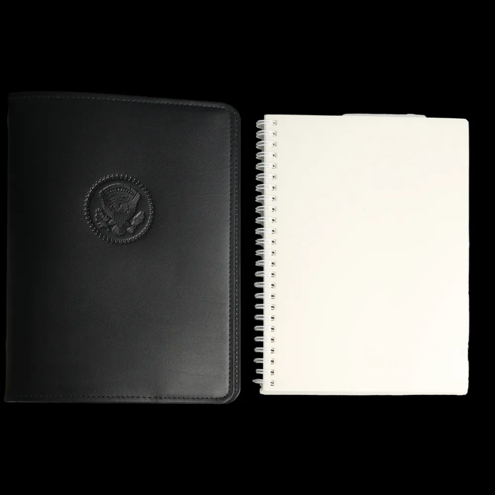 White House Historical Association Black Truman Seal Leather Bound 9" Refillable Notebook Clearance