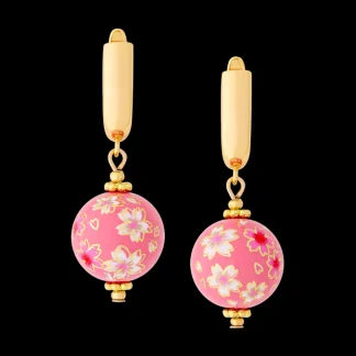 White House Historical Association Cherry Blossom Huggie Earrings with Hand Painted Tensha Beads Store