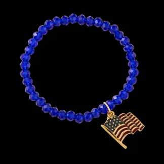 White House Historical Association Enameled USA Flag Blue Stretch Charm Bracelet New