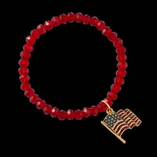 White House Historical Association Enameled USA Flag Red Stretch Charm Bracelet Best