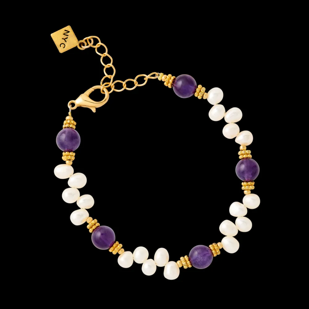 White House Historical Association Lincoln Presidential China Inspired Amethyst and Pearl Bracelet with Gold Accent Best