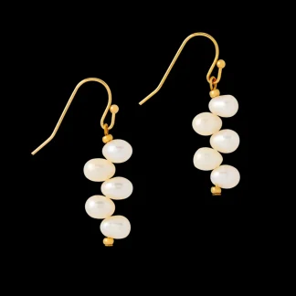 White House Historical Association Lincoln Presidential China Inspired Gold with Genuine Pearl Earrings Cheap