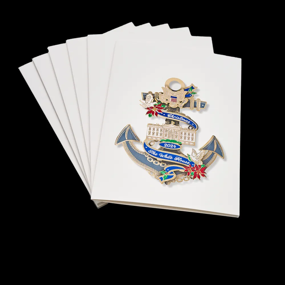 White House Historical Association Official 2024 White House Christmas Ornament Anchor Card Set Fashion