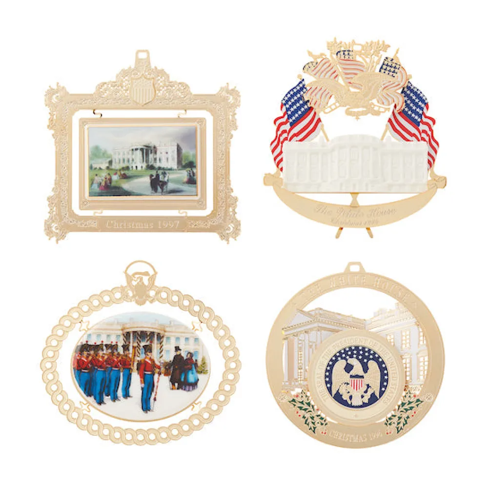 White House Historical Association 1994 to 1997 White House Christmas Ornaments, Sold as a Set of Four Cheap