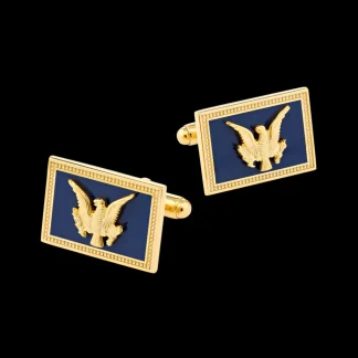 White House Historical Association USS Williamsburg Navy/Gold Rectangle Cufflinks Clearance