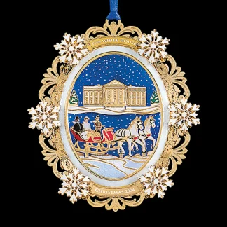 White House Historical Association 2004 White House Christmas Ornament, A First Family's Sleigh Ride Fashion